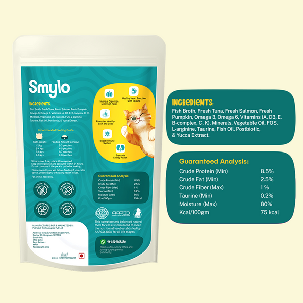 Smylo Tuna, Salmon & Pumpkin Fresh and No Preservative Adult Cat Wet Food