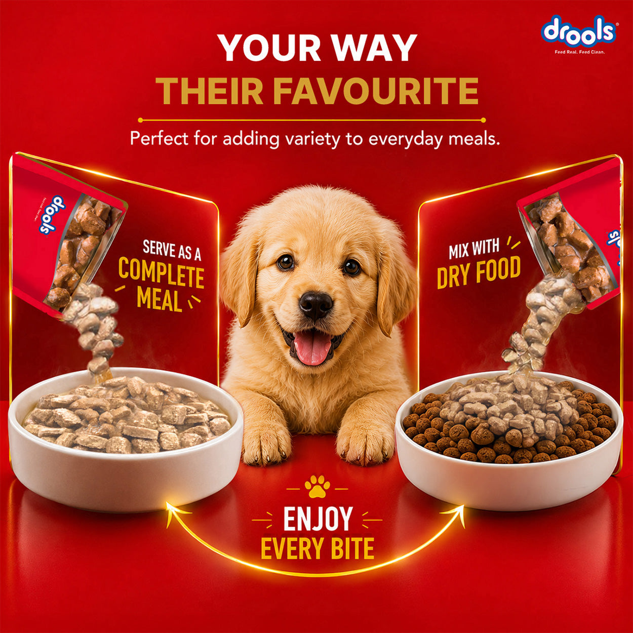Drools Real Chicken & Chicken Liver Chunks in Gravy Puppy Dog Wet Food Dogs-Wet Food Drools