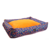 Skatrs Floral Bed for Dogs & Cats (Blue/Orange) Both-Bedding, Mats & Travel Supplies Skatrs