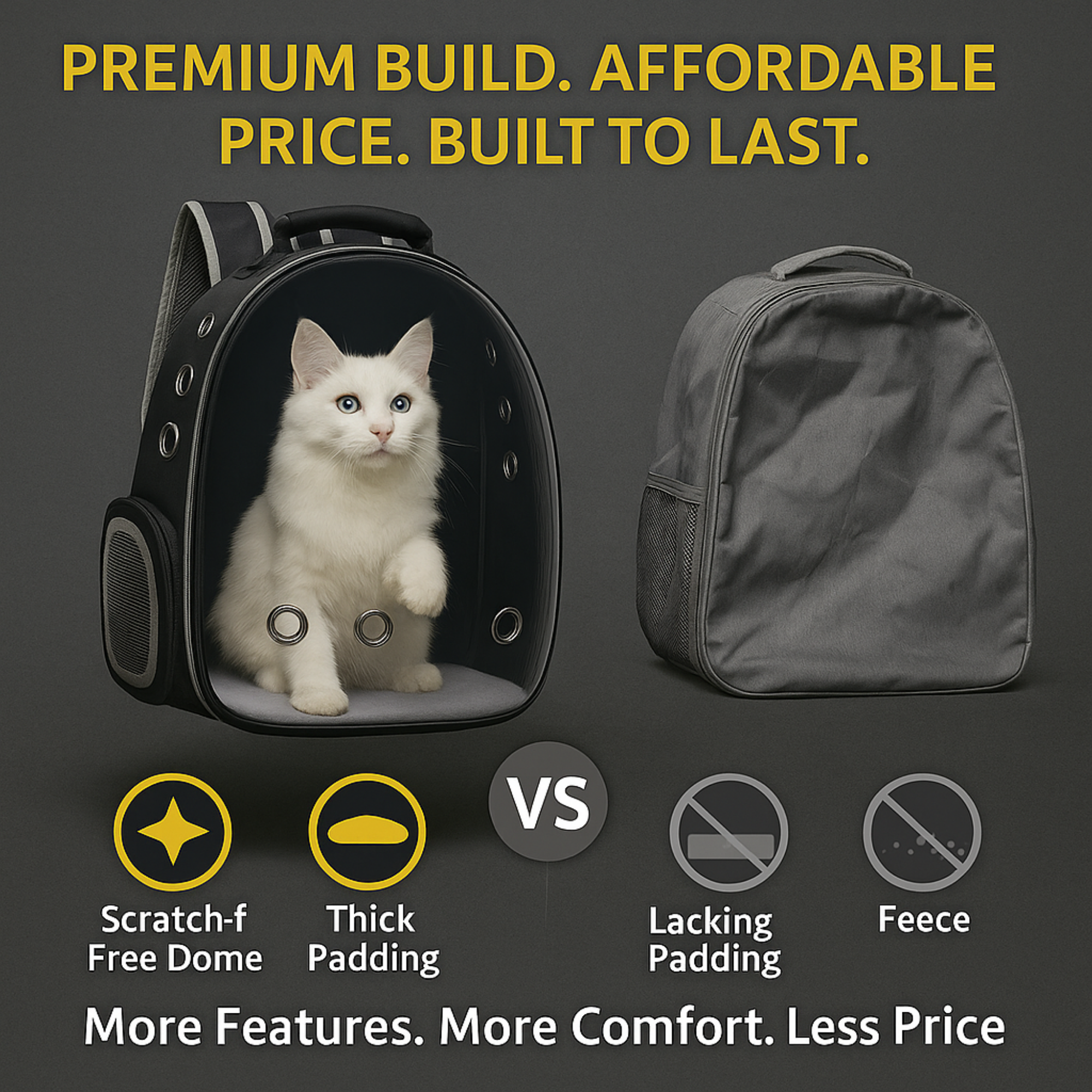 Zoivane Carrier Bag pack for Cats (Black) Cats-Bedding, Mats & Travel Supplies Zoivane