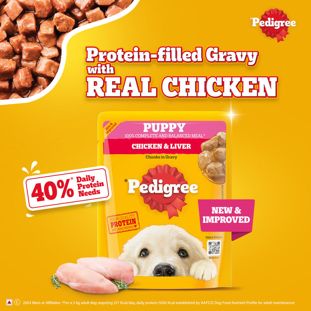 Pedigree Chicken & Liver Chunks in Gravy Puppy Wet Dog Food Dogs-Wet Food Pedigree