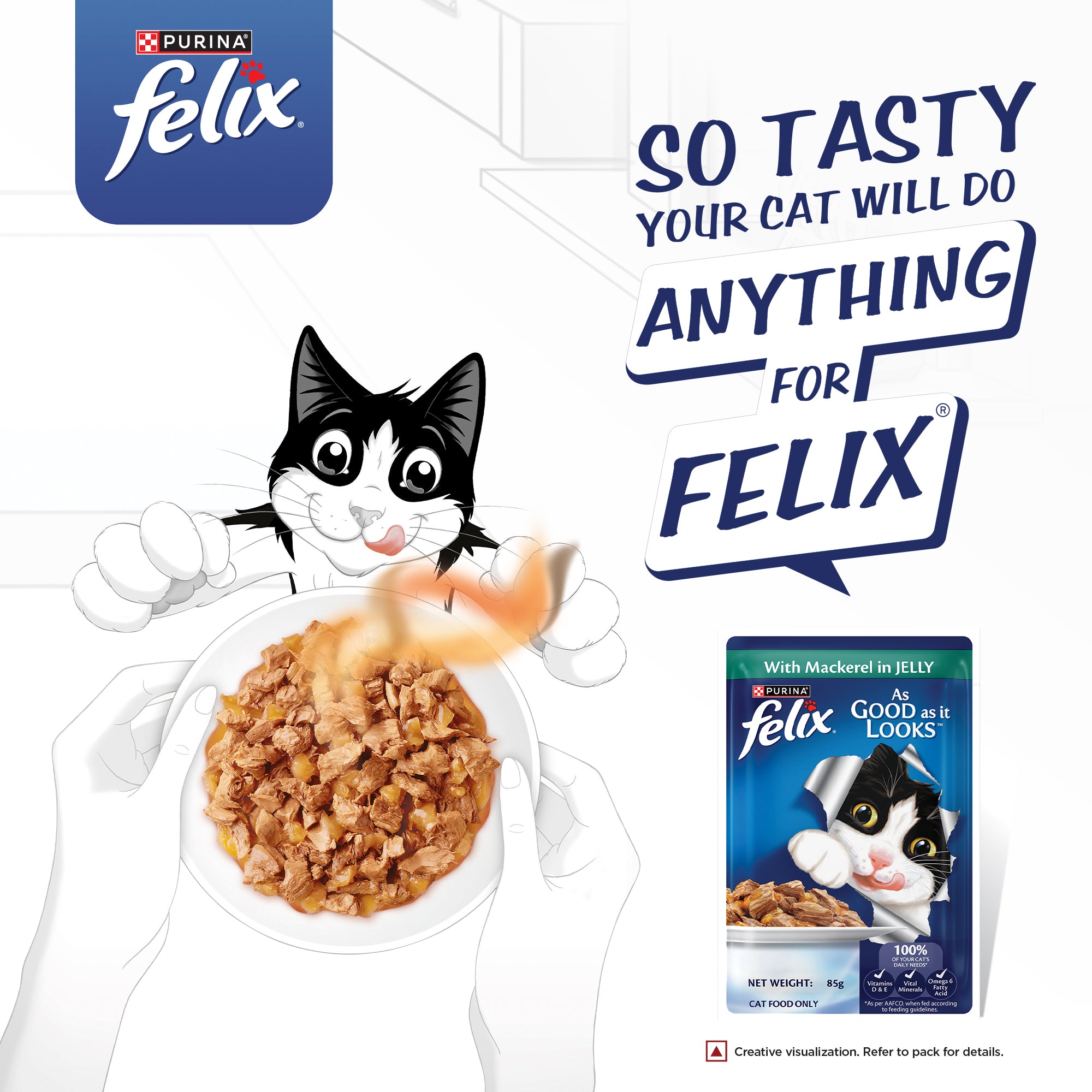 Purina Felix with Mackerel in Jelly Complete and Balanced Adult Cat Wet Food Cats-Wet Food Felix