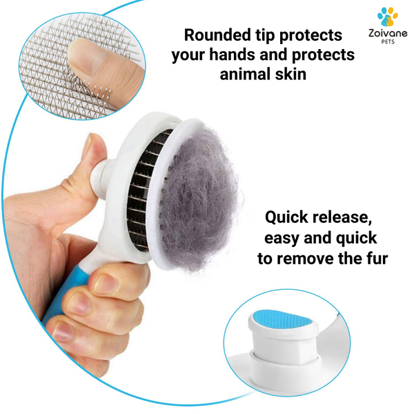 Zoivane Self Cleaning Slicker Comb for Dogs and Cats (Blue)