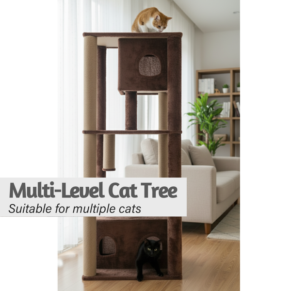 Furrlovers Large Multilevel Cat Tree Tower with Scratching Posts & Condo (Brown)