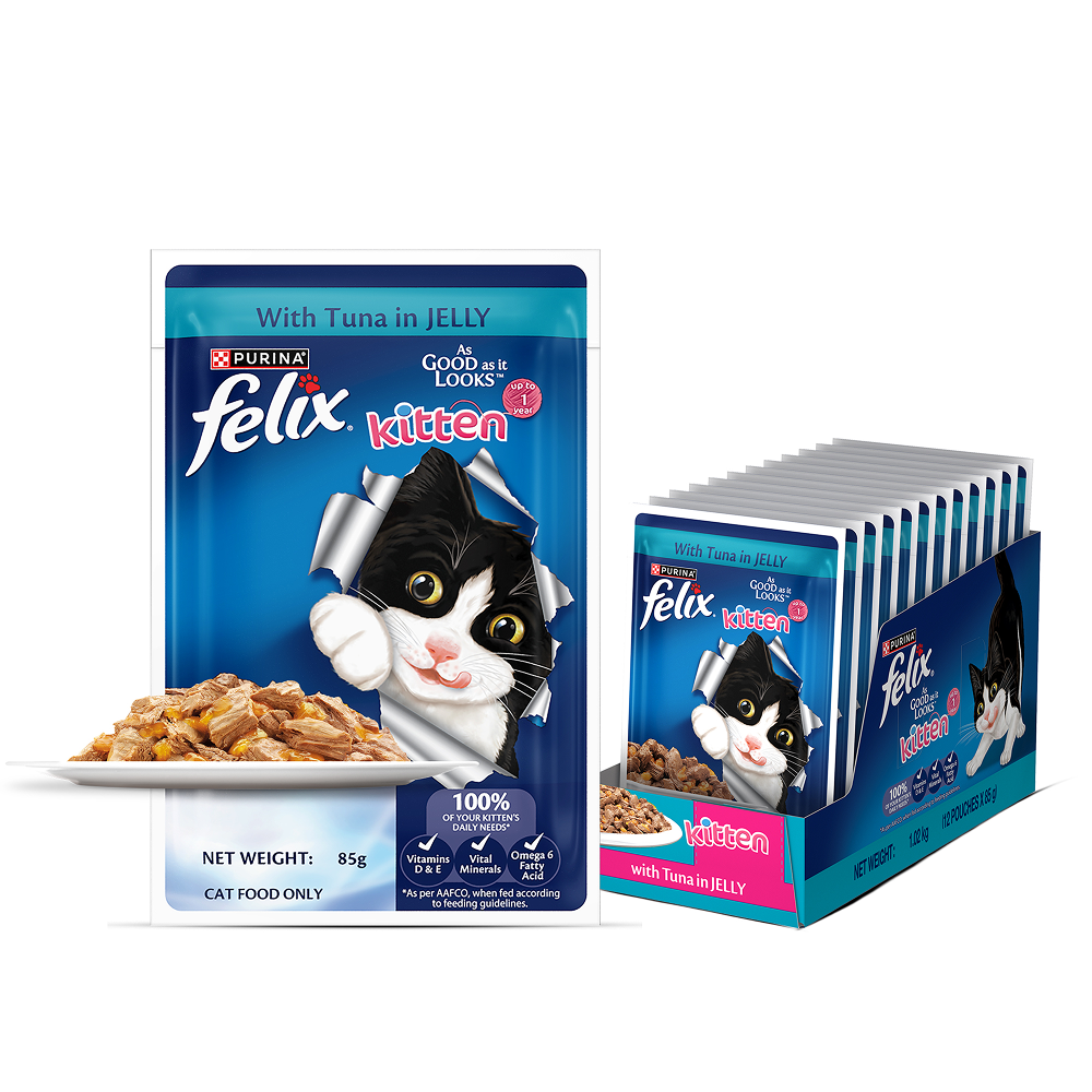 Purina Felix with Tuna in Jelly Complete and Balanced Kitten Wet Food Cats-Wet Food Felix 12x85g