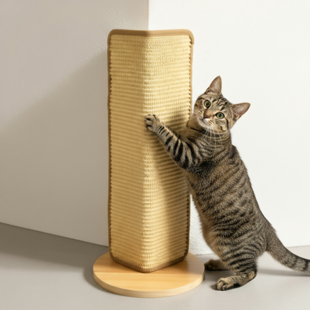 FurryLiving Cat Wall Scratcher Lite Space Saving Design for Wall Corners (Oak) Cats-Toys FurryLiving Dropship 61x28x28cm