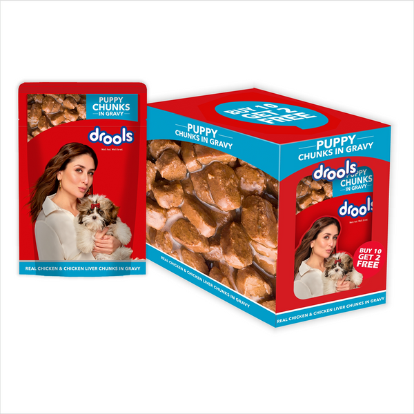 Drools Real Chicken & Chicken Liver Chunks in Gravy Puppy Dog Wet Food (60g)