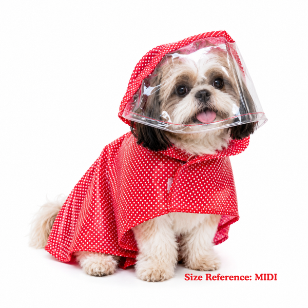 Pawgypets Polka Printed Waterproof Raincoat for Dogs & Cats (Red)