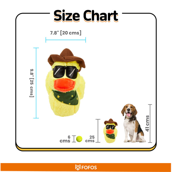 Fofos Cowboy Duck Jeep Plush Toy for Dogs