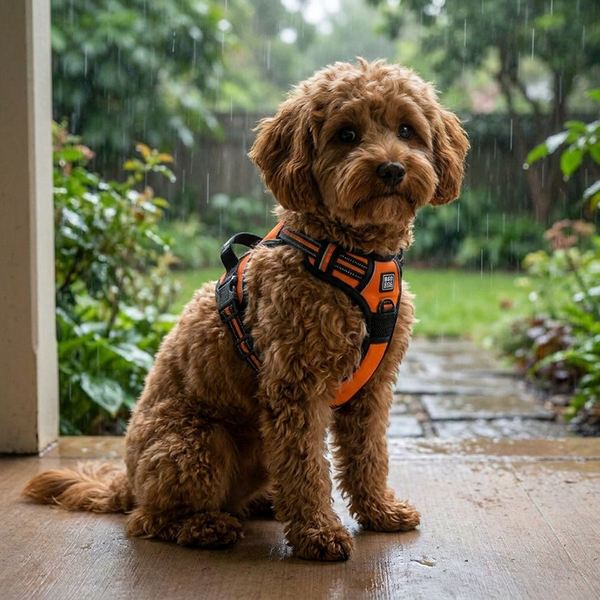 M Pets Water Resistant 3buckle Hiking Harness for Dogs (Orange)
