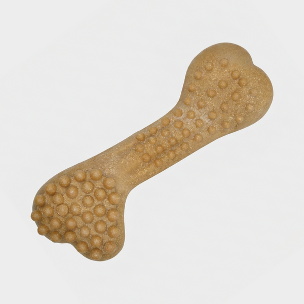 Barkbutler x Fofos Woodplay Brush Bone Toy for Dogs | For Chewers (Brown)