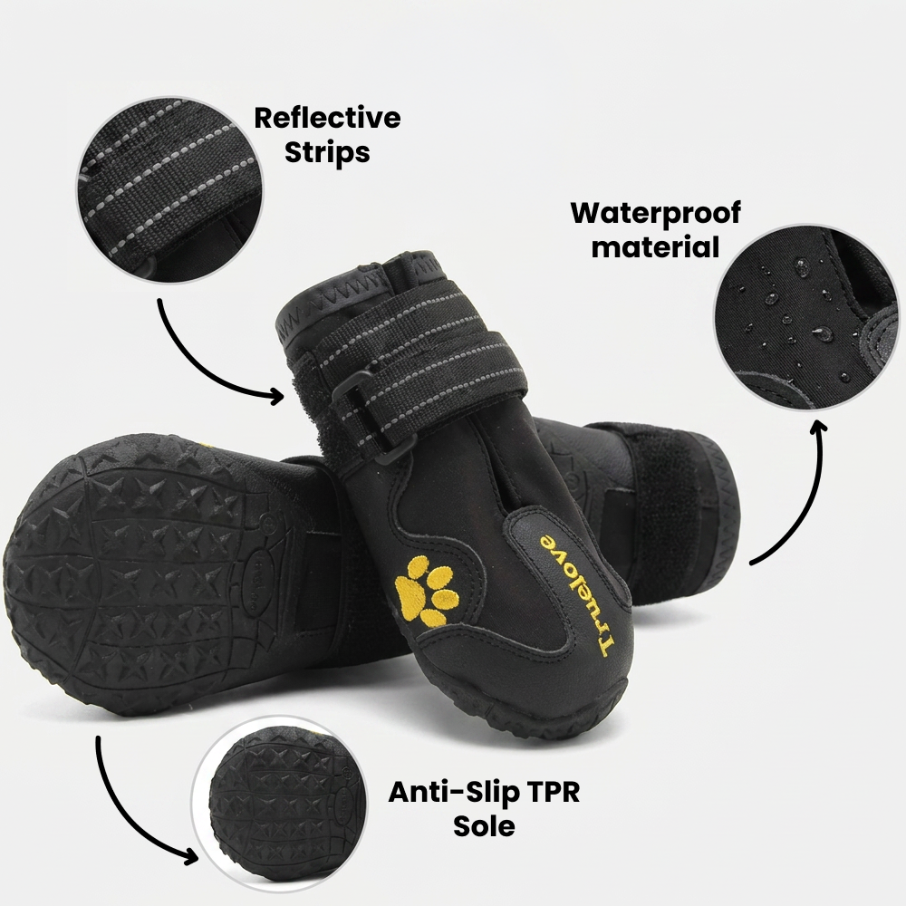 Truelove Waterproof Pet Boots for Dogs (Black, Set of 4) Dogs-Clothing & Accessories True Love