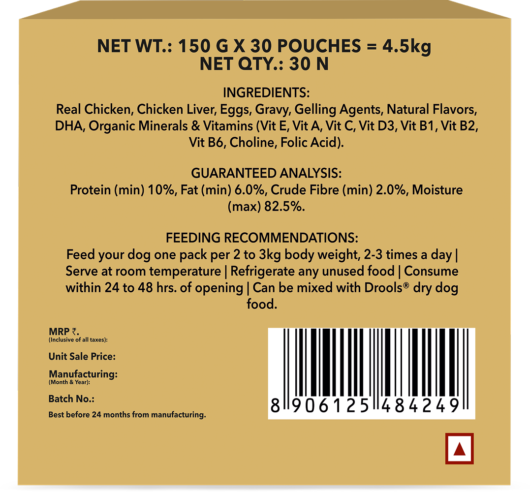 Drools Real Chicken & Chicken Liver Chunks in Gravy Puppy Dog Wet Food Dogs-Wet Food Drools