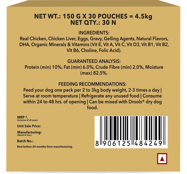 Drools Real Chicken & Chicken Liver Chunks in Gravy Puppy Dog Wet Food