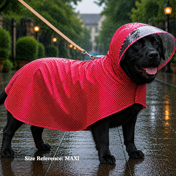 Pawgypets Polka Printed Waterproof Raincoat for Dogs & Cats (Red)