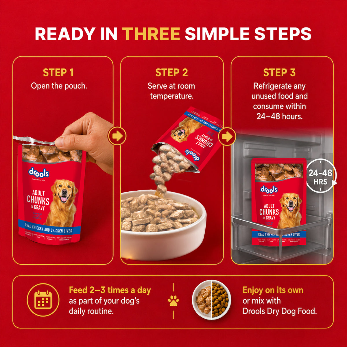 Drools Real Chicken & Chicken Liver Chunks in Gravy Adult Dog Wet Food Dogs-Wet Food Drools