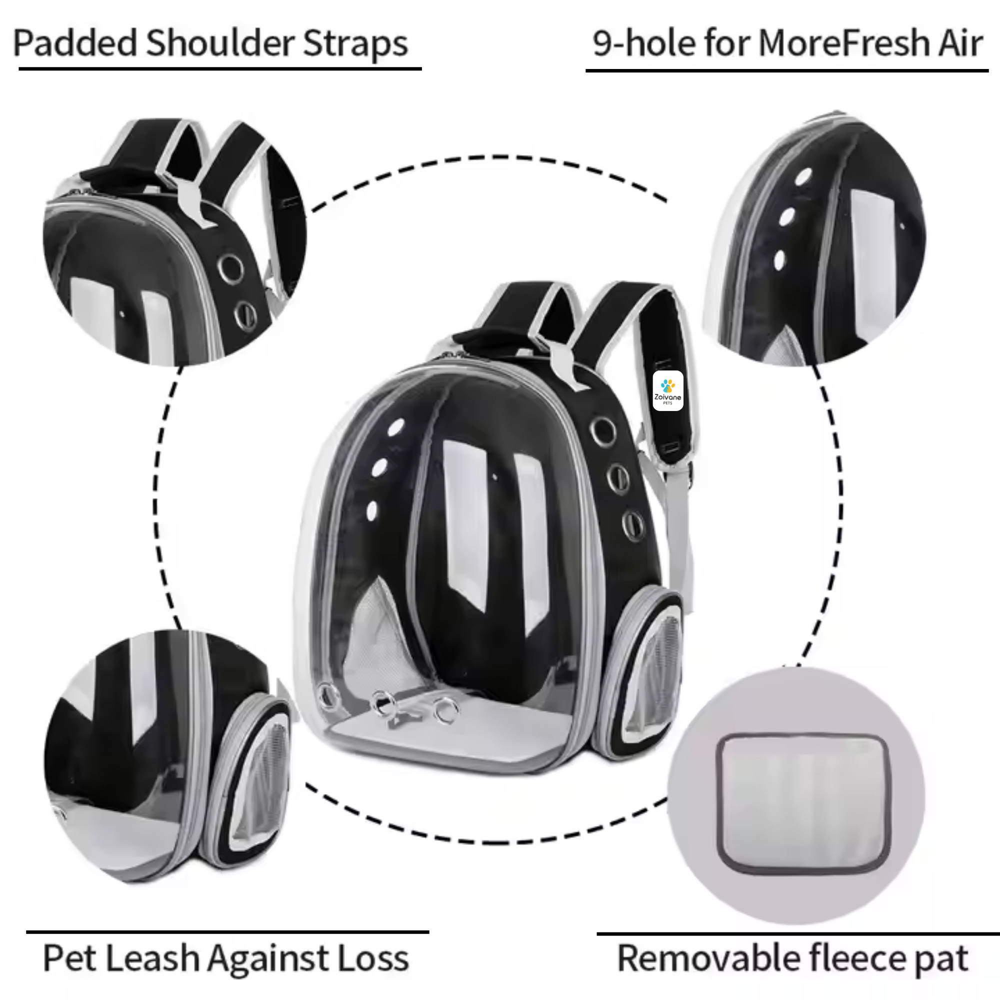 Zoivane Carrier Bag pack for Cats (Black) Cats-Bedding, Mats & Travel Supplies Zoivane