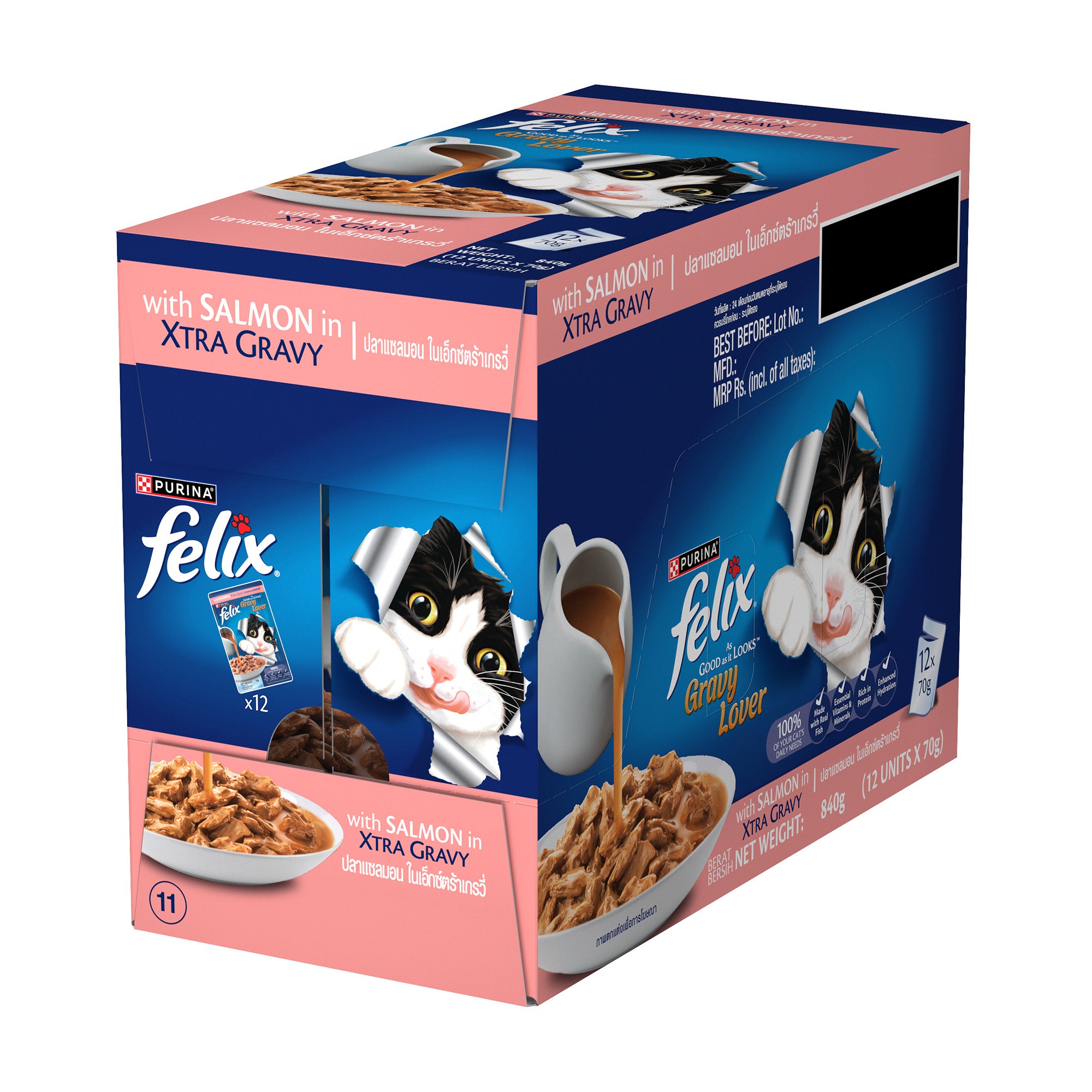 Purina Felix Gravy Lover Salmon Chunks Adult Complete and Balanced Cat Wet Food Cats-Wet Food Felix