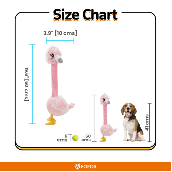 Fofos Flamingo Long Neck Crinkle Plush Toy for Dogs