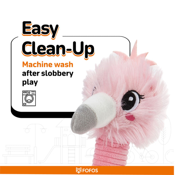 Fofos Flamingo Long Neck Crinkle Plush Toy for Dogs