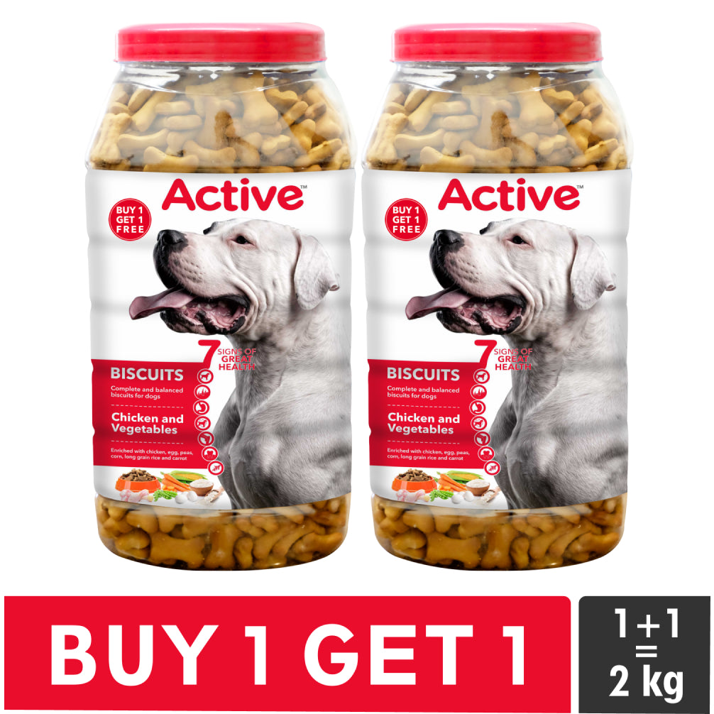 Active Chicken and Vegetables Biscuit Dog Treats (Buy 1 Get 1) Dog Treats + Others Active 1kg+1kg