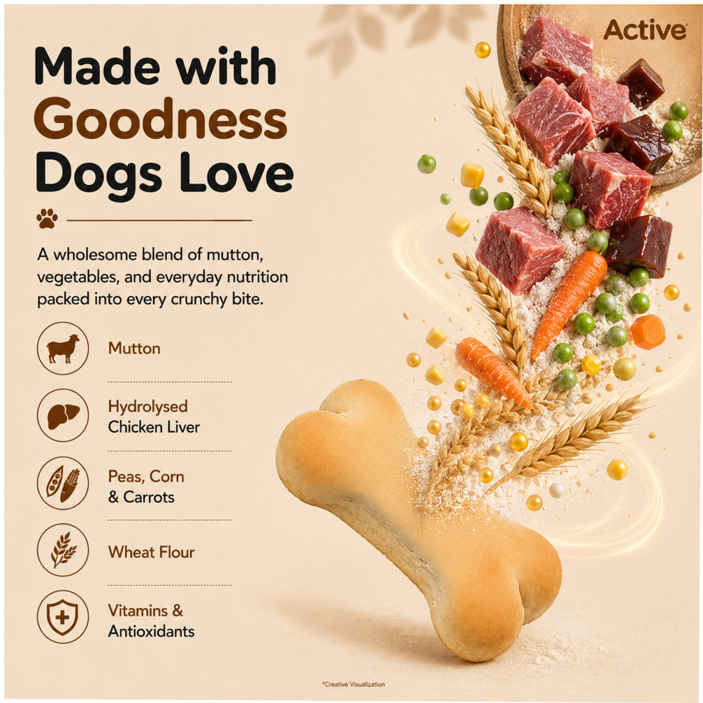 Active Mutton & Vegetable Flavour Biscuit Dog Treats (Buy 1 Get 1) Dog Treats + Others Active