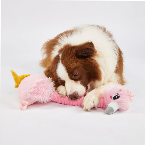 Fofos Flamingo Long Neck Crinkle Plush Toy for Dogs