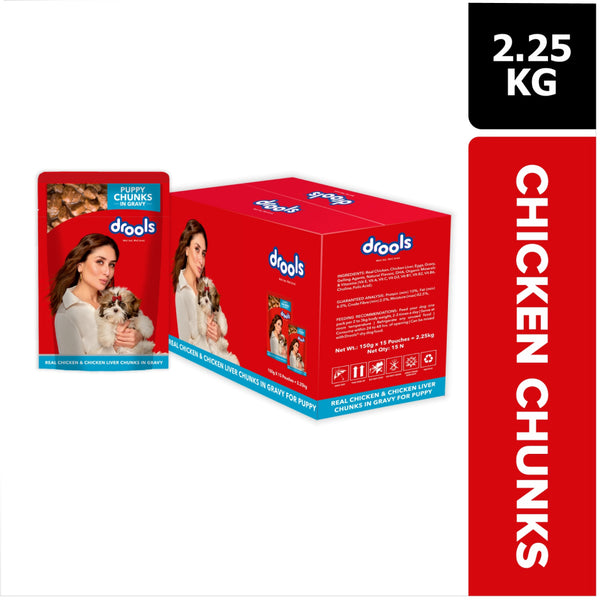 Drools Real Chicken & Chicken Liver Chunks in Gravy Puppy Dog Wet Food