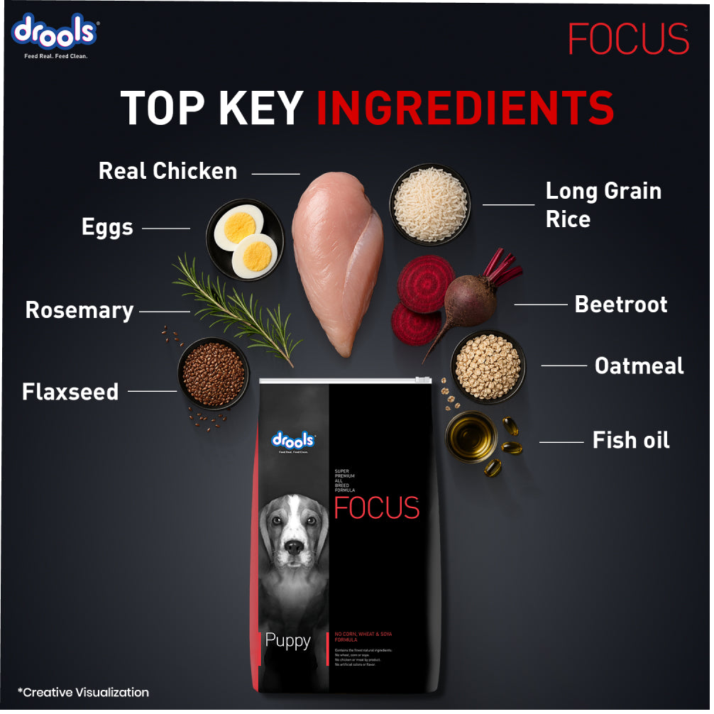 Drools Focus Super Premium Puppy Dog Dry Food | Corn & Wheat Free Formula Dogs- Dry Food Drools Focus