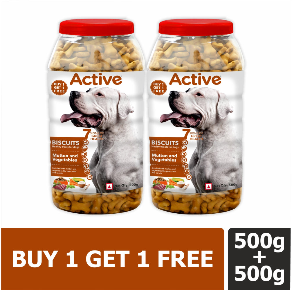 Active Mutton & Vegetable Flavour Biscuit Dog Treats (Buy 1 Get 1) Dog Treats + Others Active 500g+500g