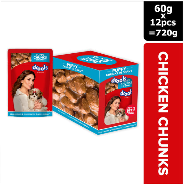 Drools Real Chicken & Chicken Liver Chunks in Gravy Adult Dog Wet Food (60g)