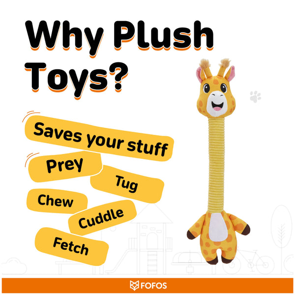 Fofos Giraffe Long Neck Crinkle Plush Toy for Dogs