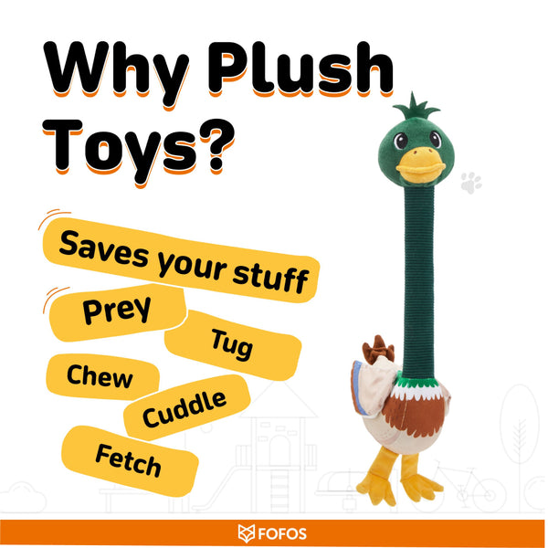 Fofos Mallard Long Neck Crinkle Plush Toy for Dogs