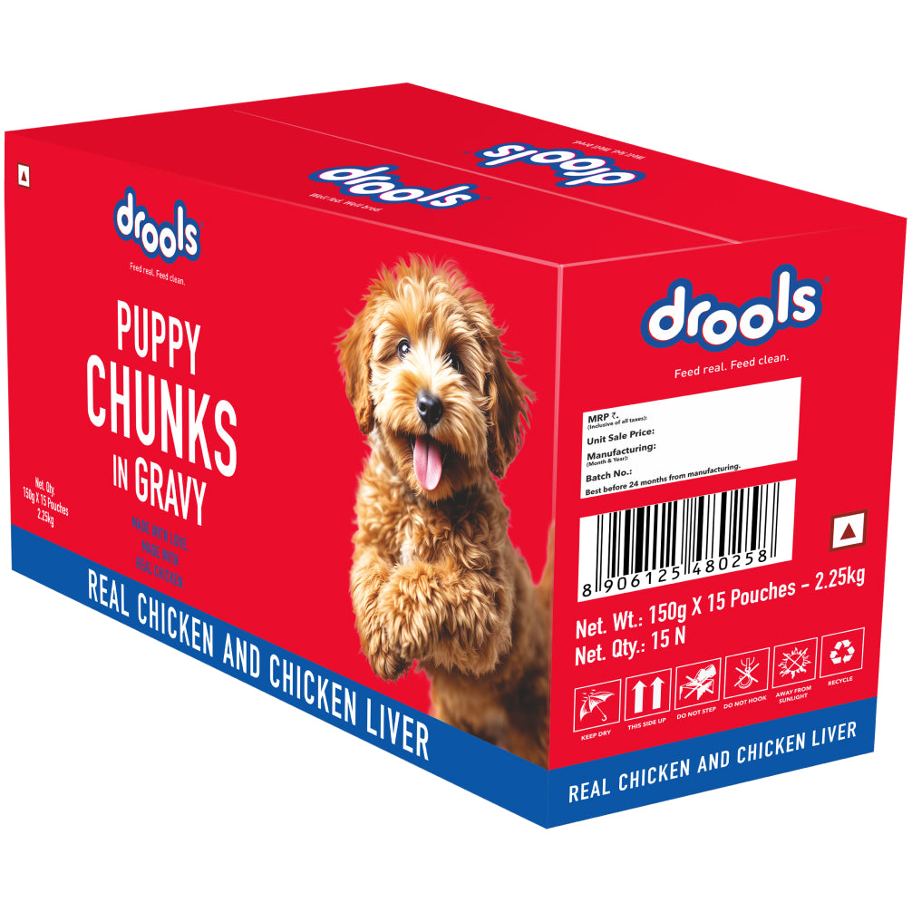 Drools Real Chicken & Chicken Liver Chunks in Gravy Puppy Dog Wet Food Dogs-Wet Food Drools