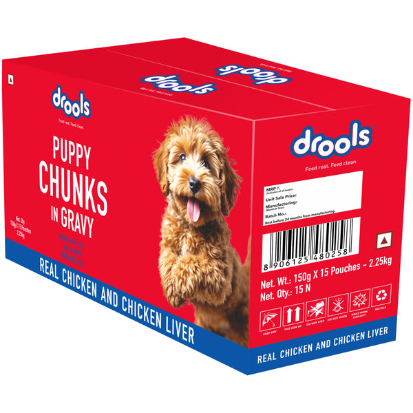 Drools Real Chicken & Chicken Liver Chunks in Gravy Puppy Dog Wet Food