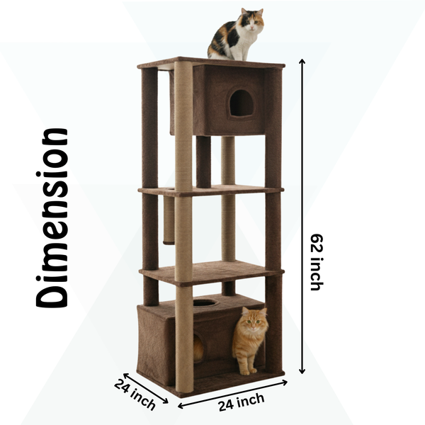 Furrlovers Large Multilevel Cat Tree Tower with Scratching Posts & Condo (Brown)