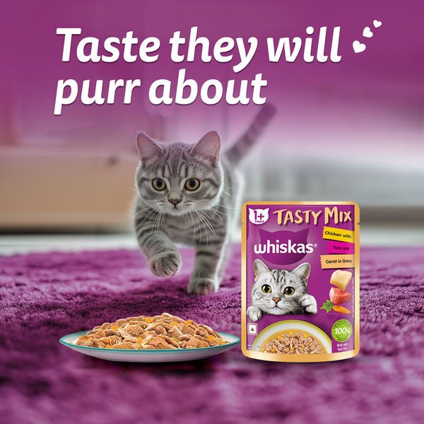 Whiskas Chicken With Tuna And Carrot in Gravy Tasty Mix Adult Cat Wet Food