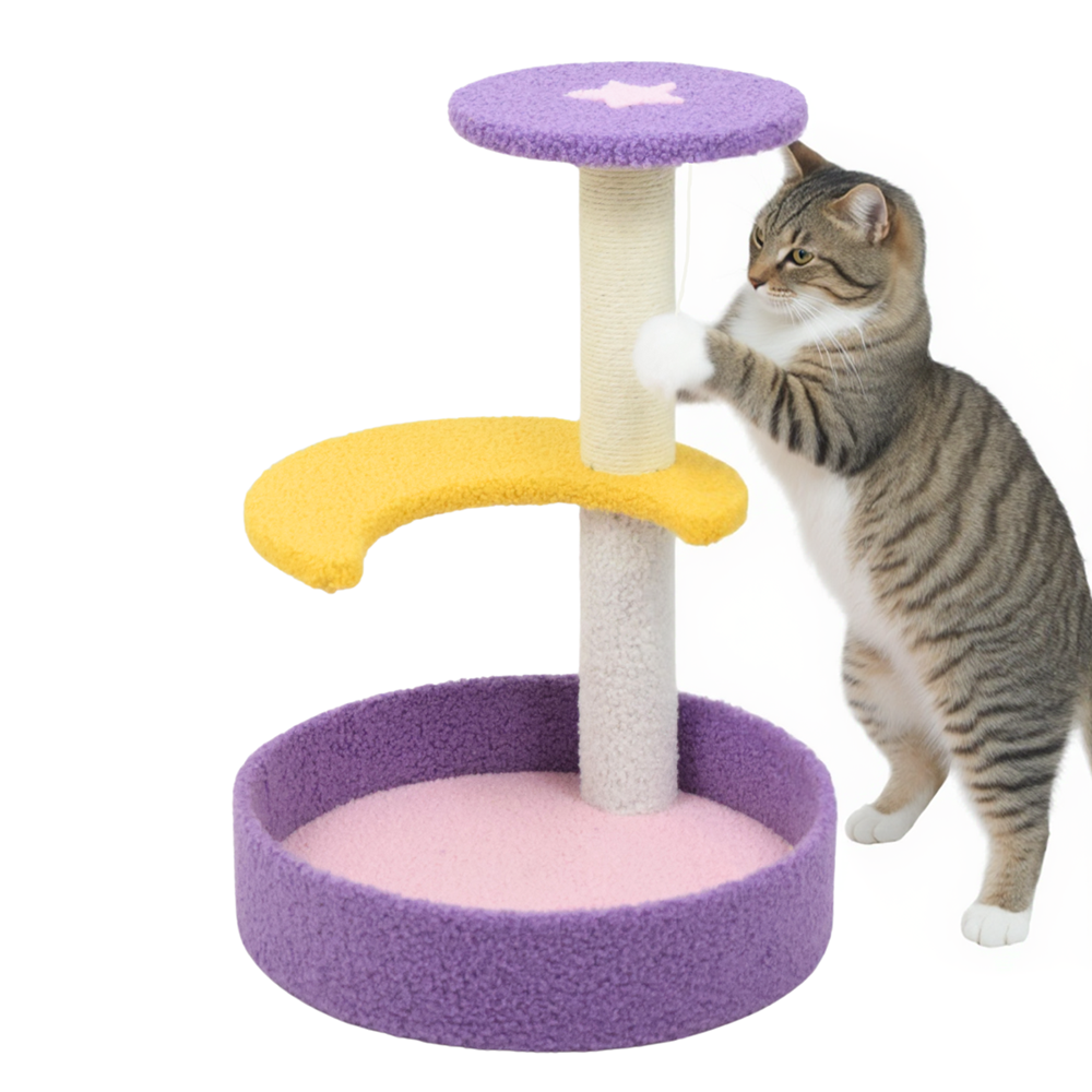 FurryLiving Astra 3Level Cat Tree for Cats & Kittens with Scratching Post and Hanging Toy for Cats Cats-Toys FurryLiving Dropship 35x35x46.5cm