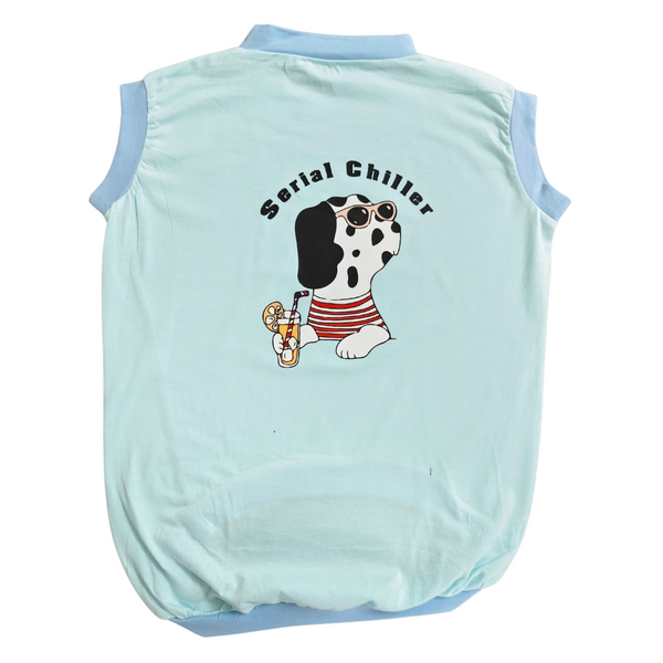 Cheeku Serial Chiller Graphic Cotton T Shirt for Dogs and Cats (Sky Blue)