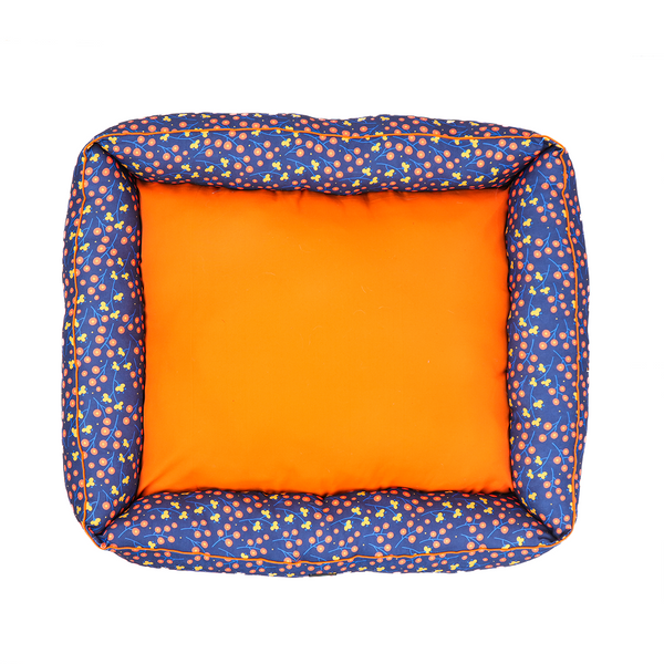 Skatrs Floral Bed for Dogs & Cats (Blue/Orange)