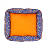 Skatrs Floral Bed for Dogs & Cats (Blue/Orange) Both-Bedding, Mats & Travel Supplies Skatrs