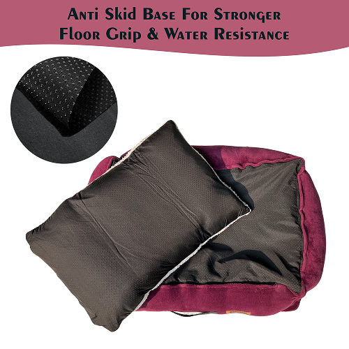 Petter World Ultra Luxury Micro Lounger Bed With Removable Sherpa for Dogs (Mulled Wine)