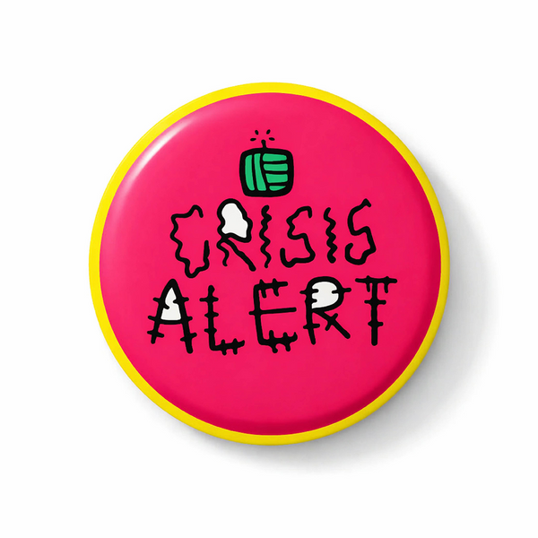 Doodlebawa 2 in 1 Crisis Alert Pin Badge and Fridge Magnet