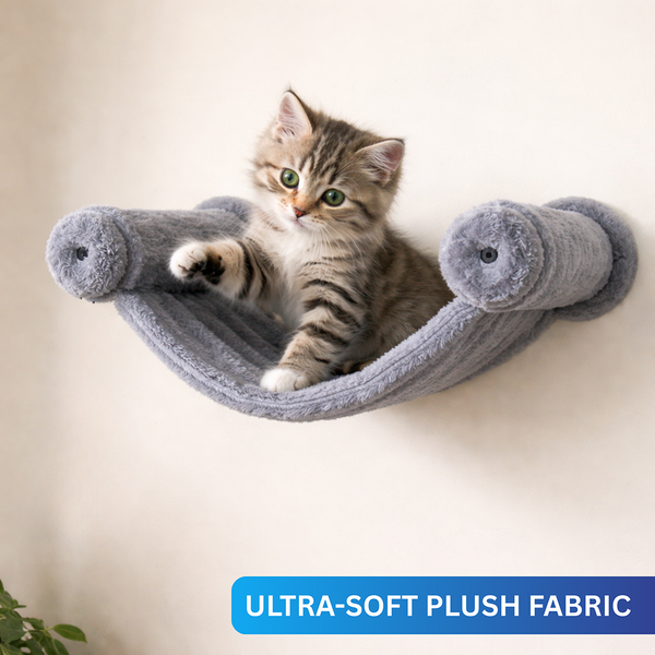 Furrlovers Wall Mounted Hammock with Plush Fabric for Cats (Grey)