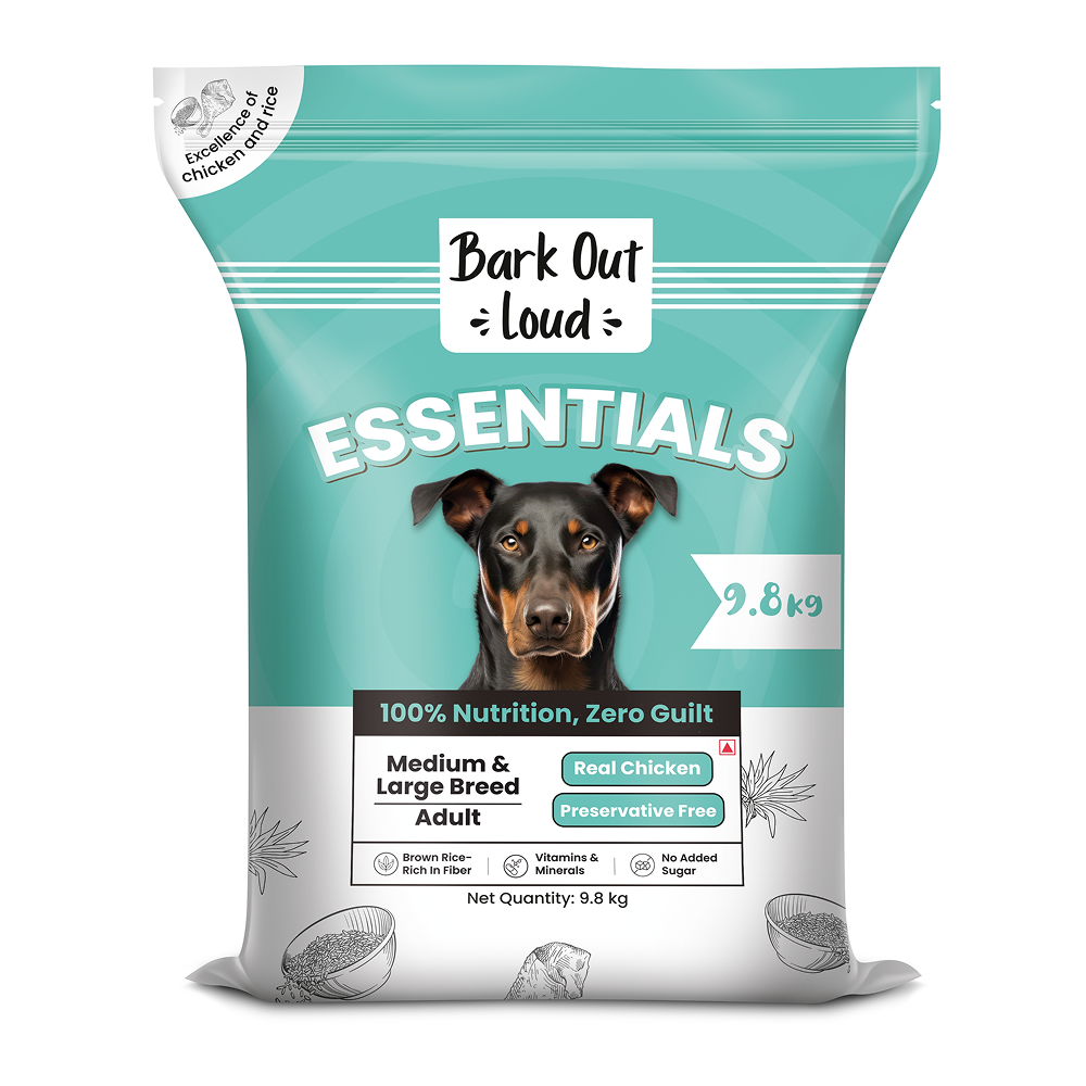 Bark Out Loud Essentials Real Chicken Medium and Large Breed Adult Dog Dry Food Dogs- Dry Food Bark Out Loud 9.8kg