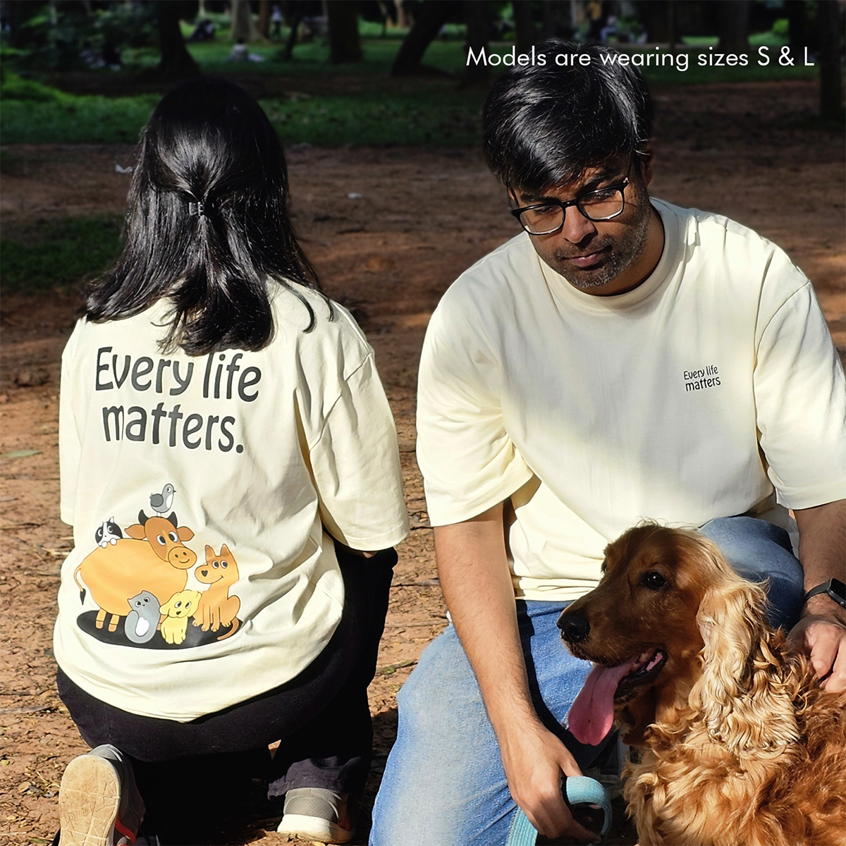 The Pack Every Life Matters Oversized T Shirt for Men and Women (Buttercream) Pet Parent-Clothing & Accessories The Pack Dropship