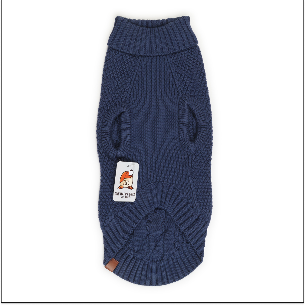 The Happy Lots Chunky Sweaters for Dogs (Dark Blue) Dogs-Clothing & Accessories The Happy Lots Dropship M