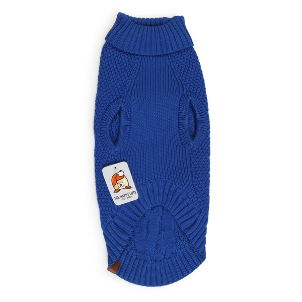 The Happy Lots Chunky Sweaters for Dogs (Bright Blue)