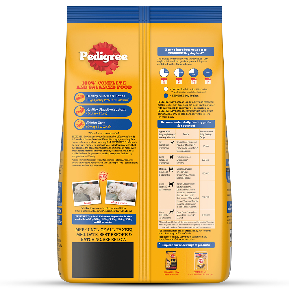 Pedigree Chicken and Vegetables Adult Dog Dry Food