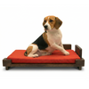 FurryLiving Barkly Bed with Cushion for Dogs (Dark Brown/Red Cushion) Dogs-Furniture FurryLiving Dropship 33x21x9in